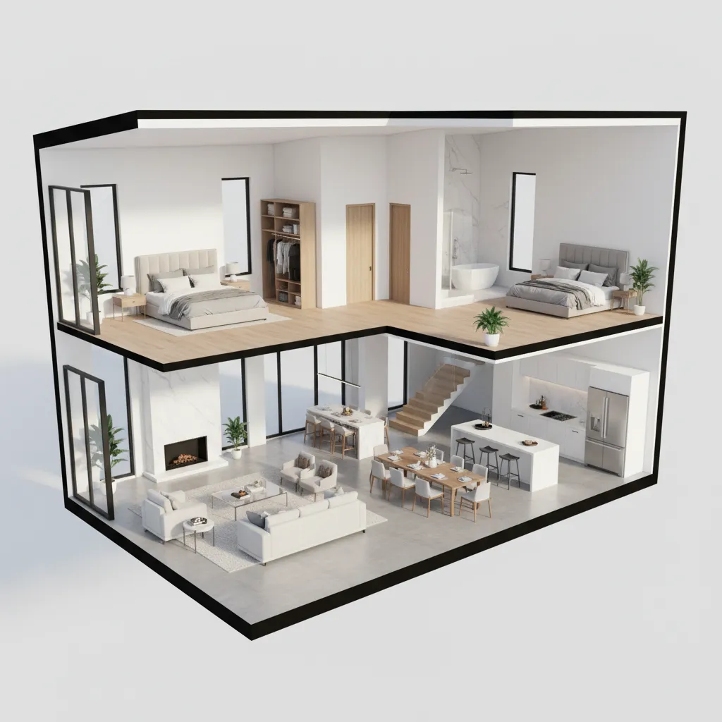 Visualisasi denah rumah tiga dimensi