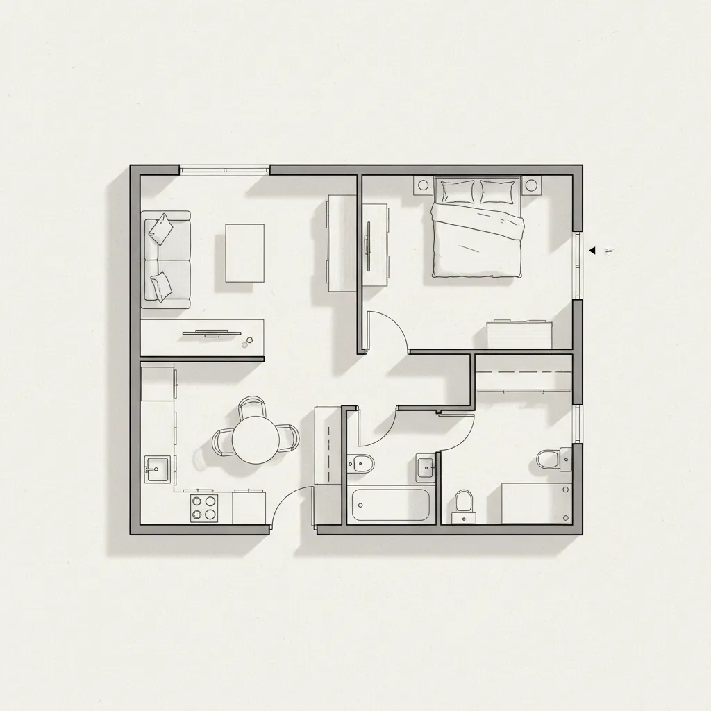 Ilustrasi denah rumah ukuran 3x9 meter