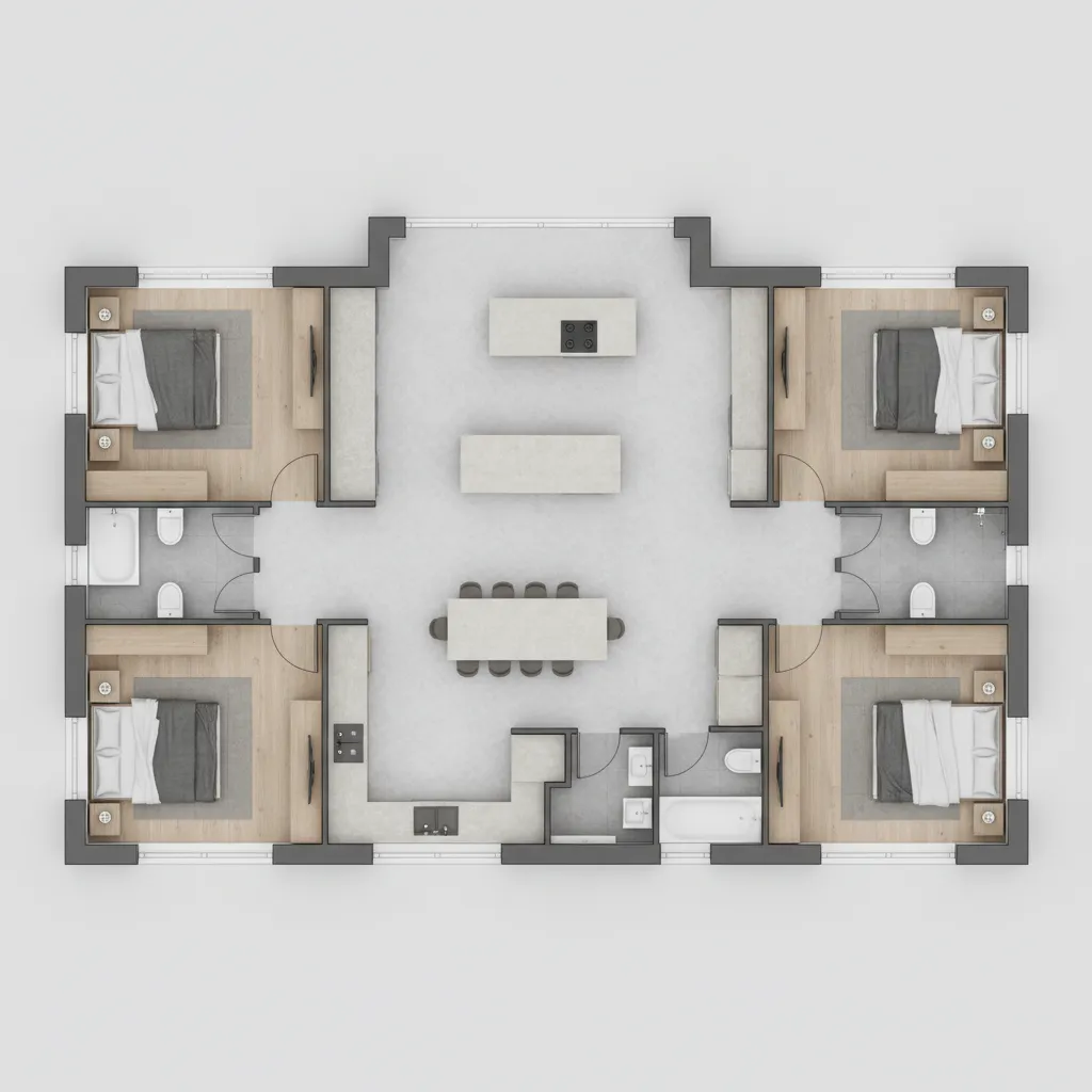 Denah Rumah 4 Kamar Minimalis yang Efisien