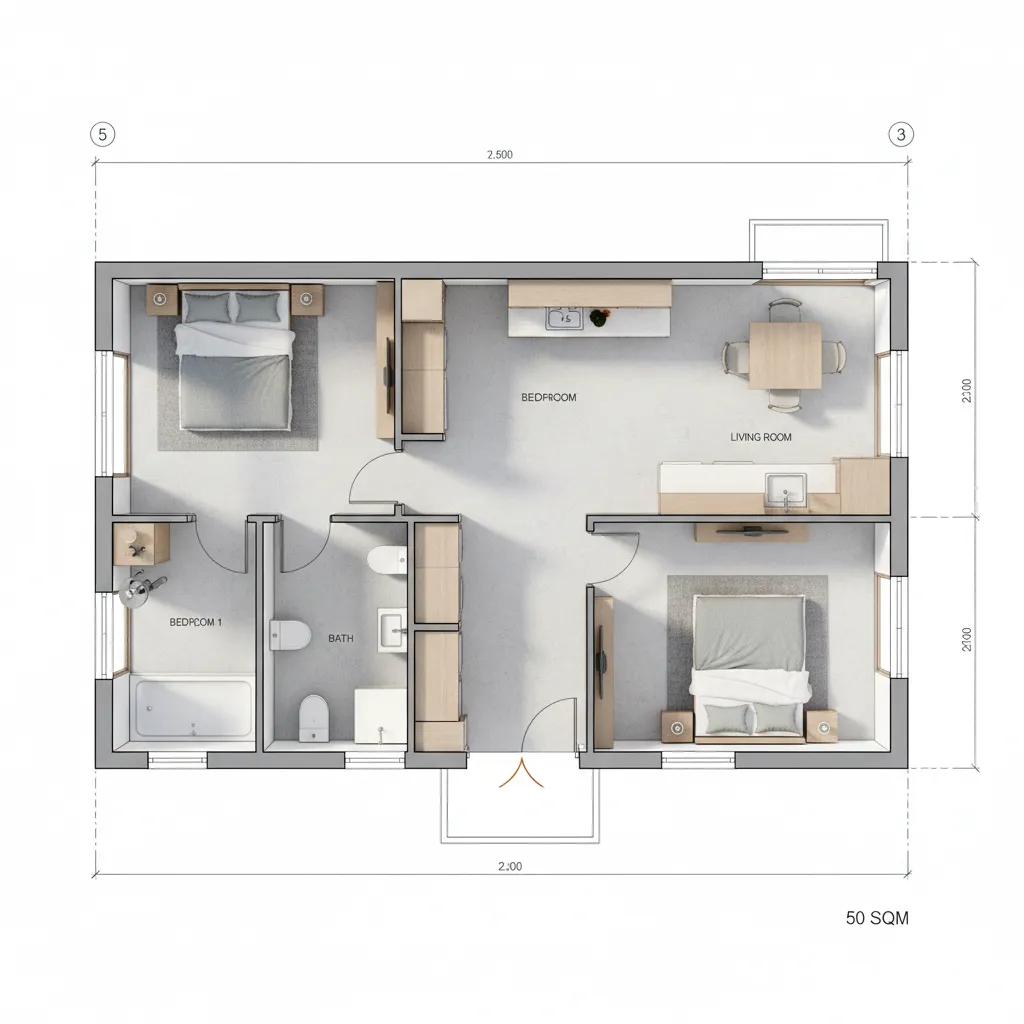 Denah Rumah 50 Meter: Tata Ruang Nyaman & Efisien