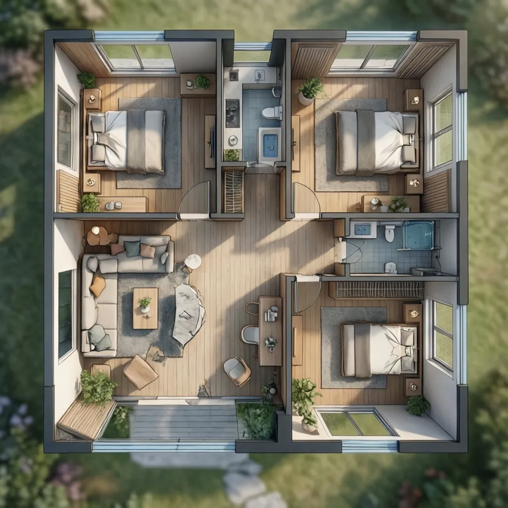 Denah Rumah 5x10 3 Kamar Tidur yang Nyaman