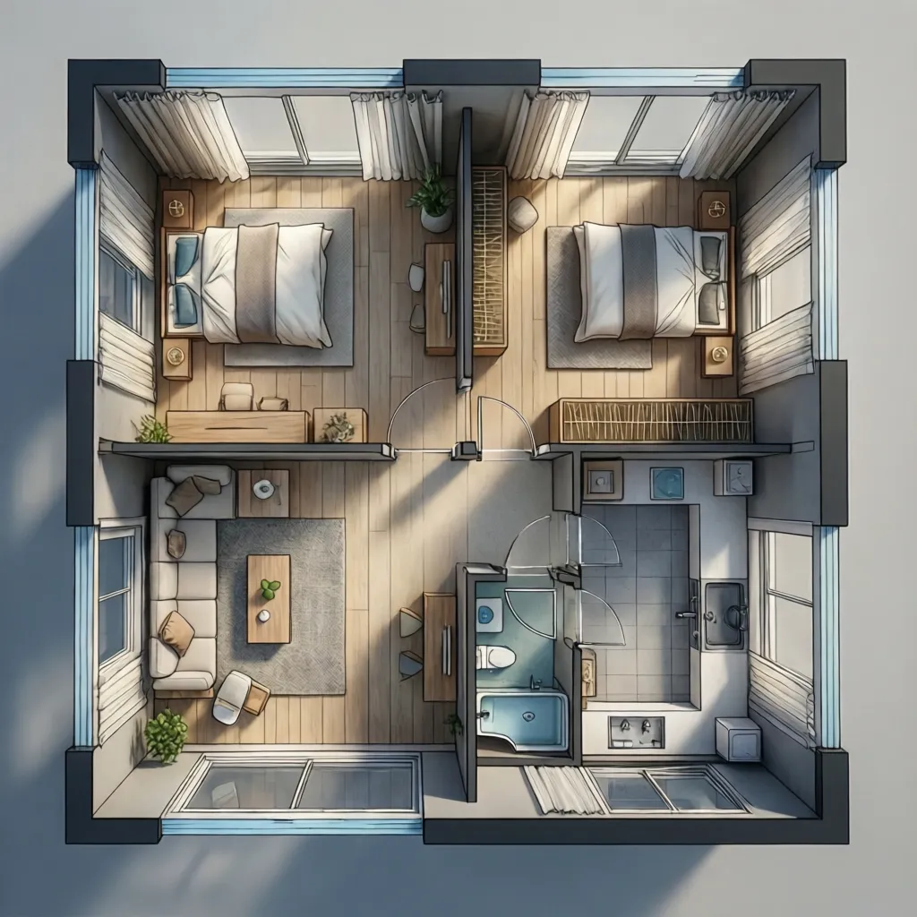 Denah Rumah 5x6 2 Kamar yang Nyaman dan Efisien