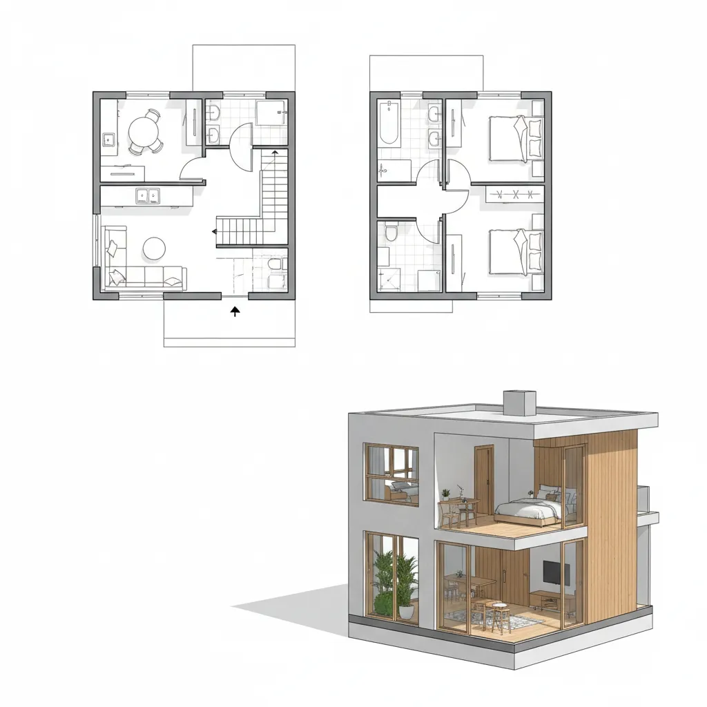 Denah Rumah 5x9 2 Lantai: Desain Kecil yang Efisien