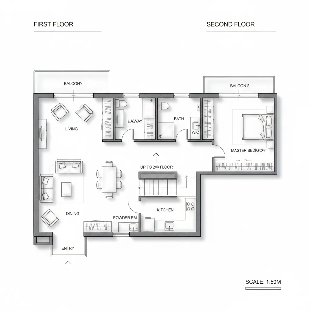 Denah Rumah Minimalis 2 Lantai Luas Tanah 60m2