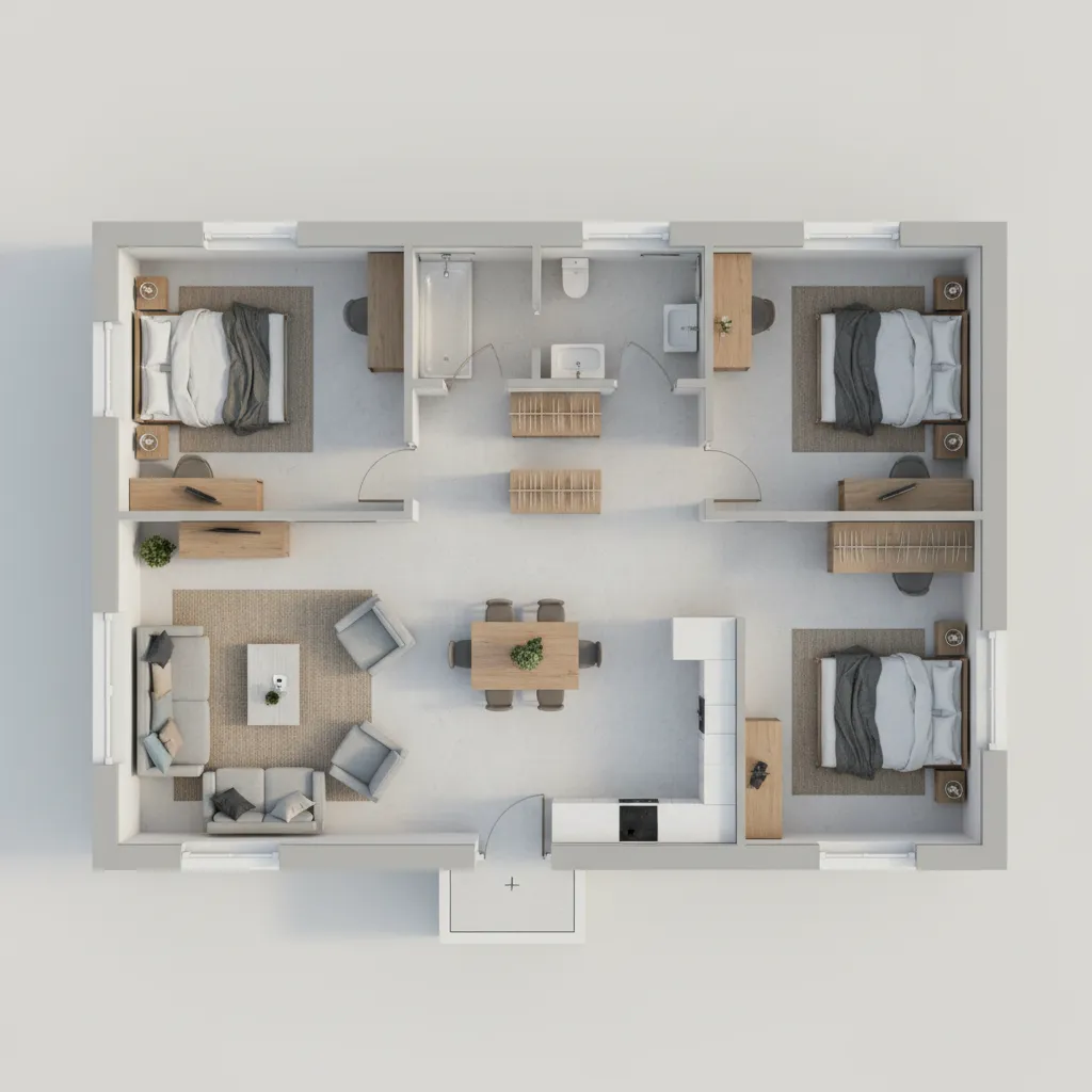 Denah Rumah Ukuran 6x10 2 Kamar Tidur