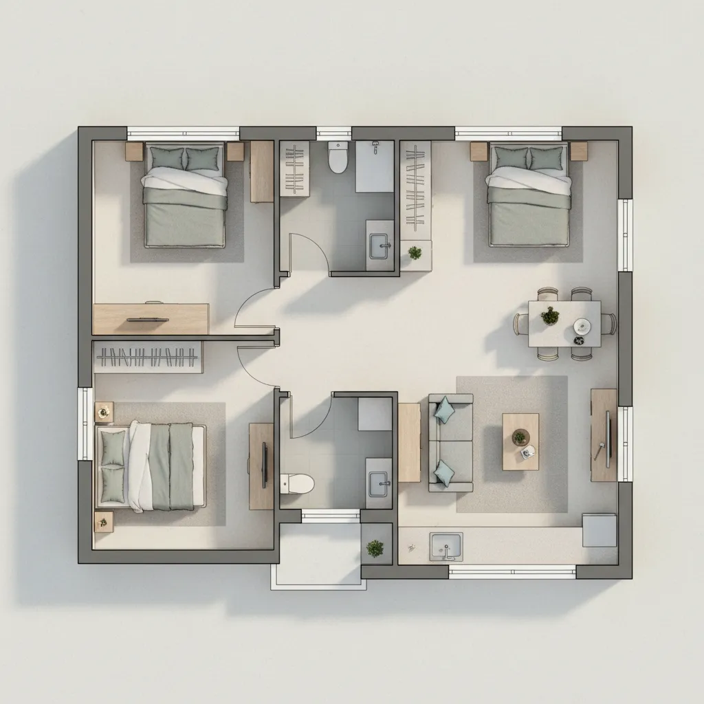 Denah Rumah 6 x 10 3 Kamar yang Nyaman