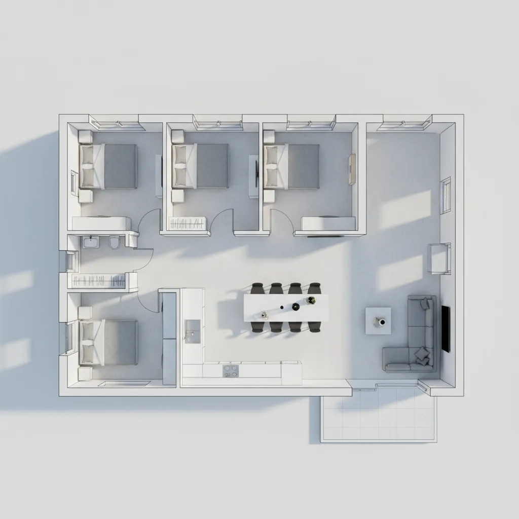 Contoh denah rumah 6x10 dengan tiga kamar