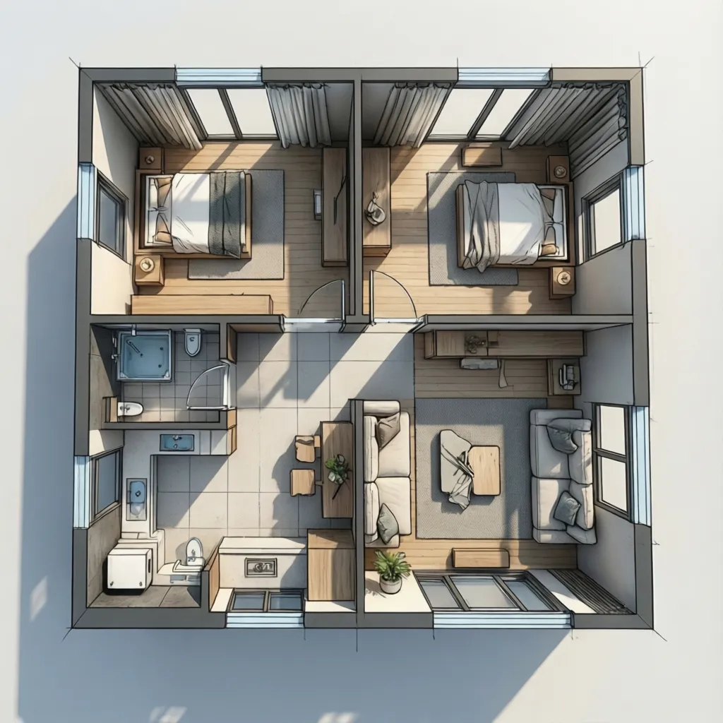 Denah Rumah Ukuran 6x6 yang Nyaman dan Fungsional