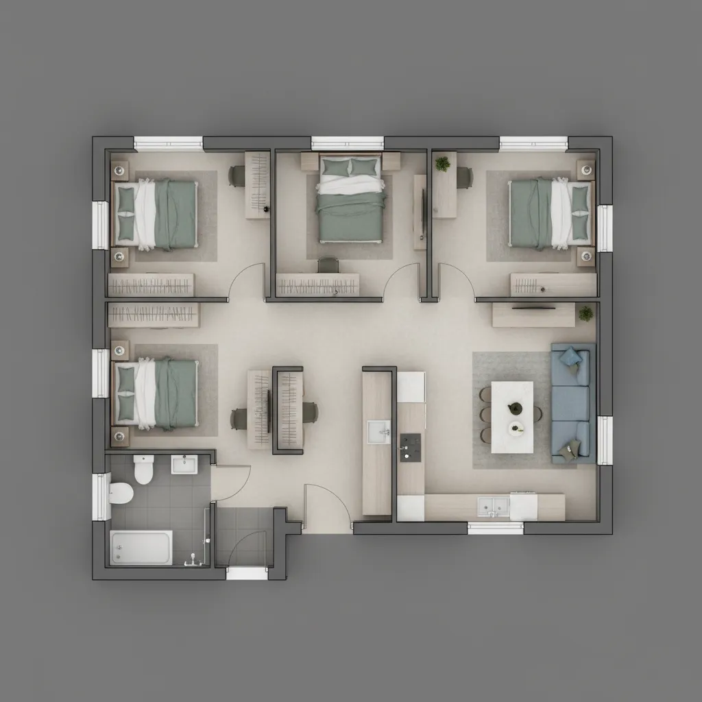 Denah Rumah Sederhana 3 Kamar Ukuran 6x9