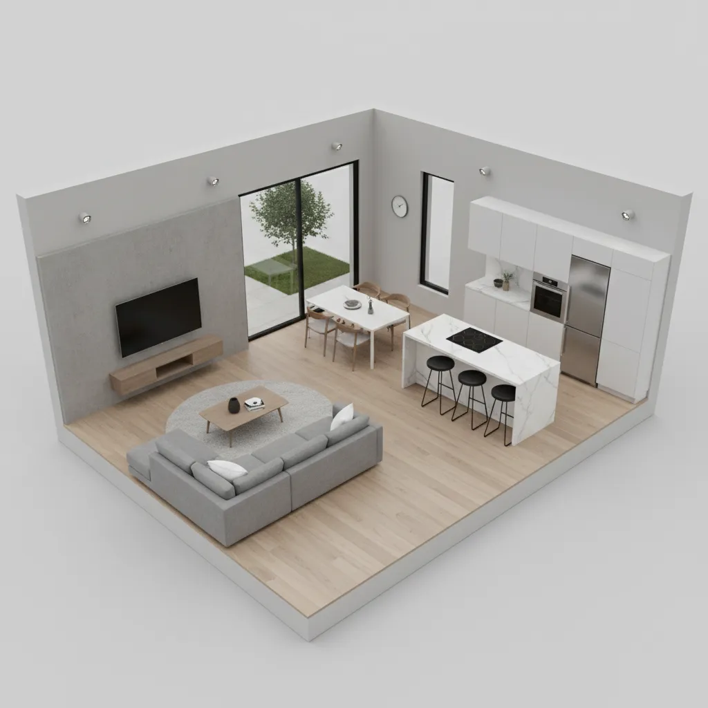 Visualisasi tiga dimensi denah rumah 72
