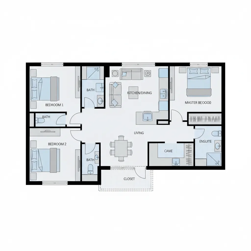 Contoh denah rumah 7x12 dengan tiga kamar