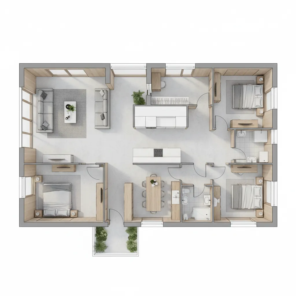 Denah Rumah Ukuran 7x14 yang Fungsional & Nyaman