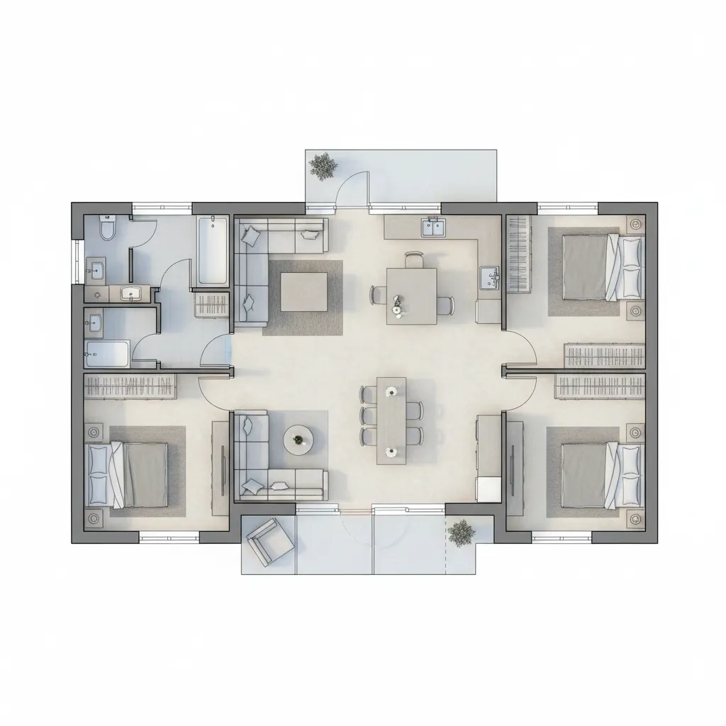 Denah Rumah 7x15 1 Lantai yang Nyaman & Fungsional