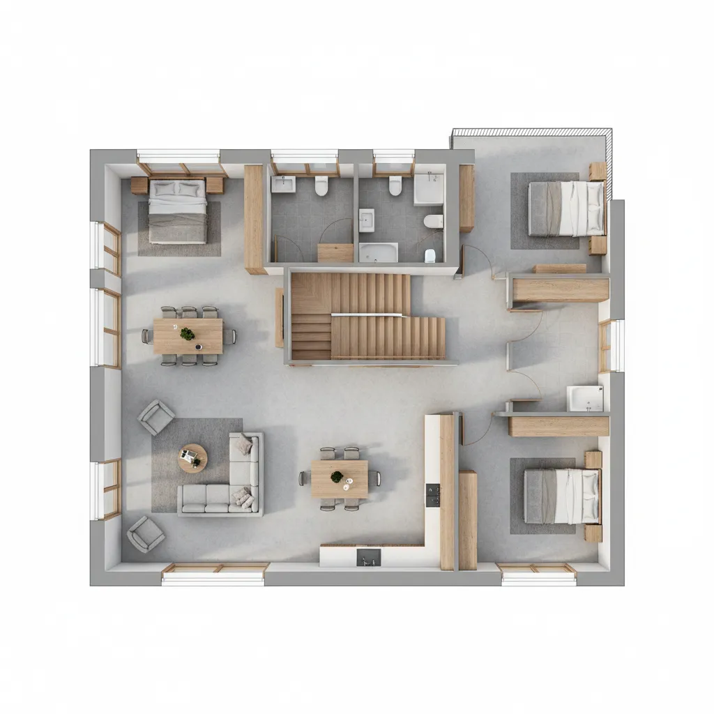 Denah Rumah 8 x 10 2 Lantai yang Fungsional