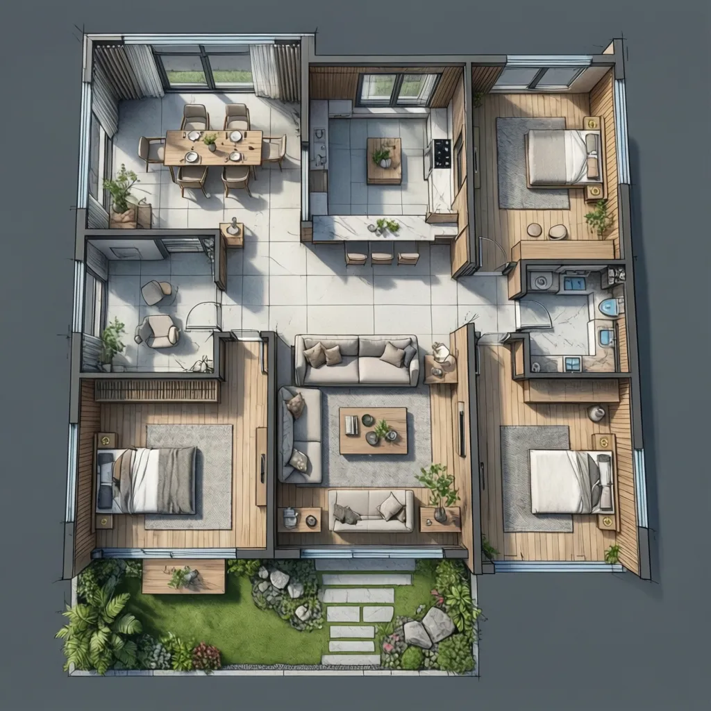 Denah Rumah 8x20 Lebar 8 Meter yang Fungsional