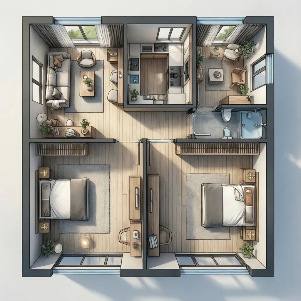 Denah Rumah 9x10 3 Kamar Tidur yang Nyaman