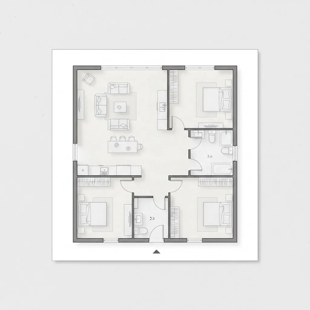 Denah Rumah 9x12 3 Kamar Tidur yang Fungsional