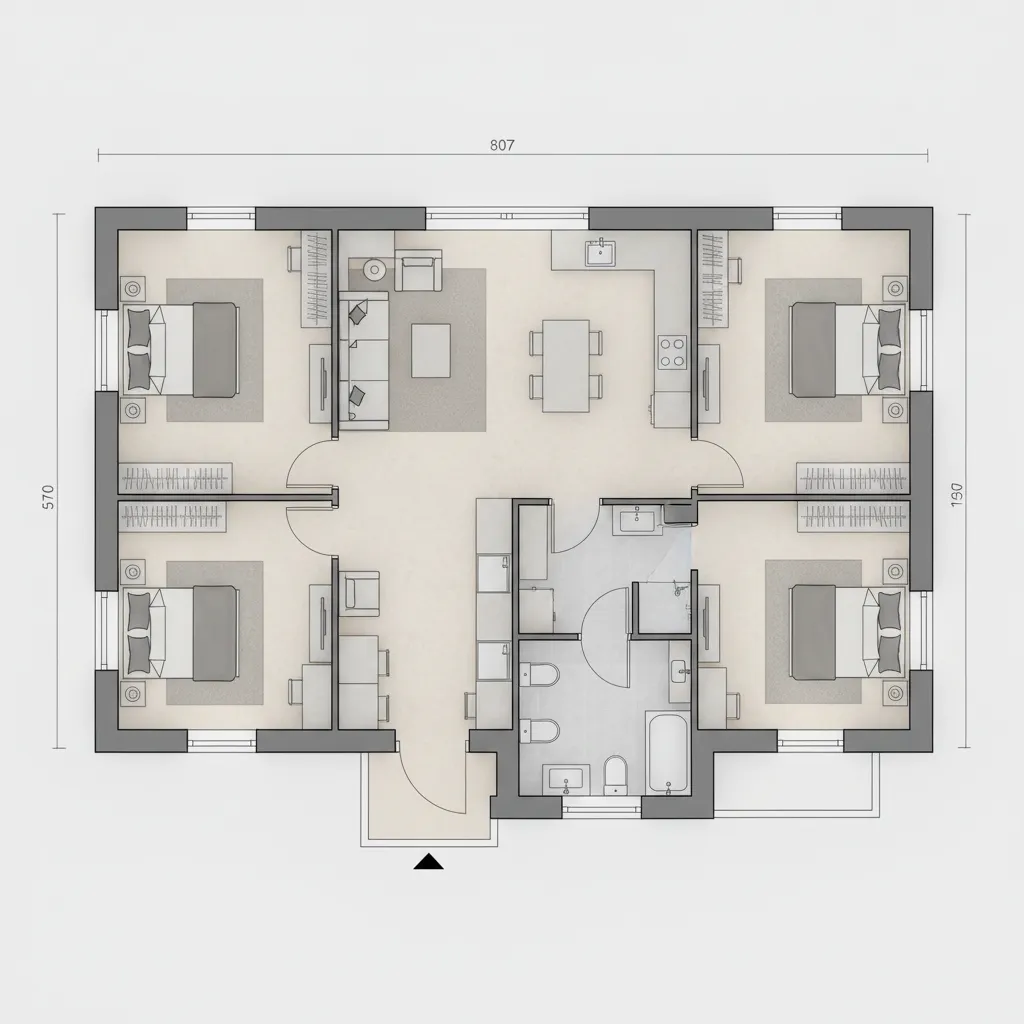 Denah Rumah 9x12 4 Kamar: Tata Letak Nyaman & Efisien