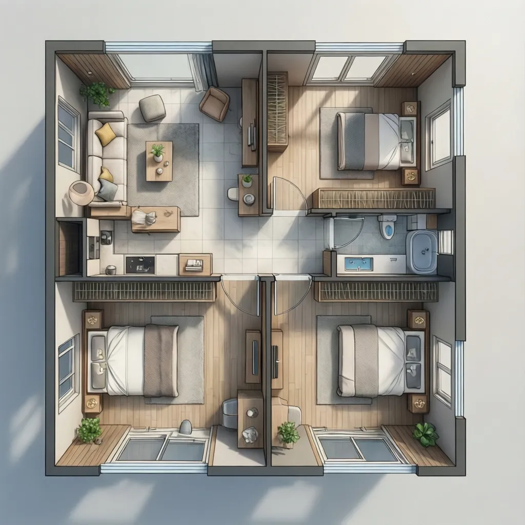 Denah Rumah Ukuran 9x6 3 Kamar yang Efisien