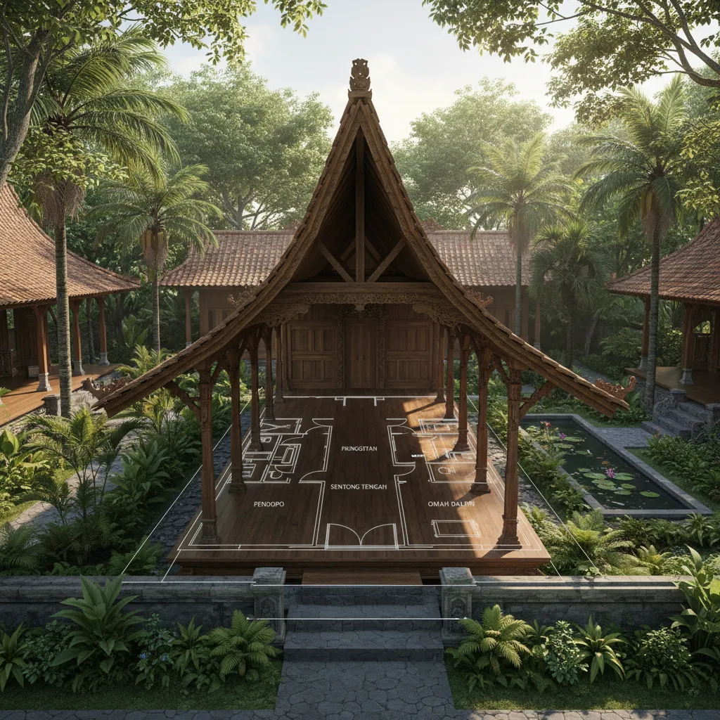 Denah Rumah Adat Joglo dan Filosofi Tata Ruangnya