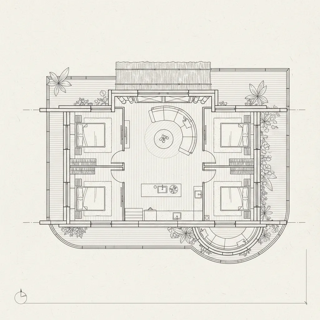 Contoh denah rumah bambu sederhana dua kamar