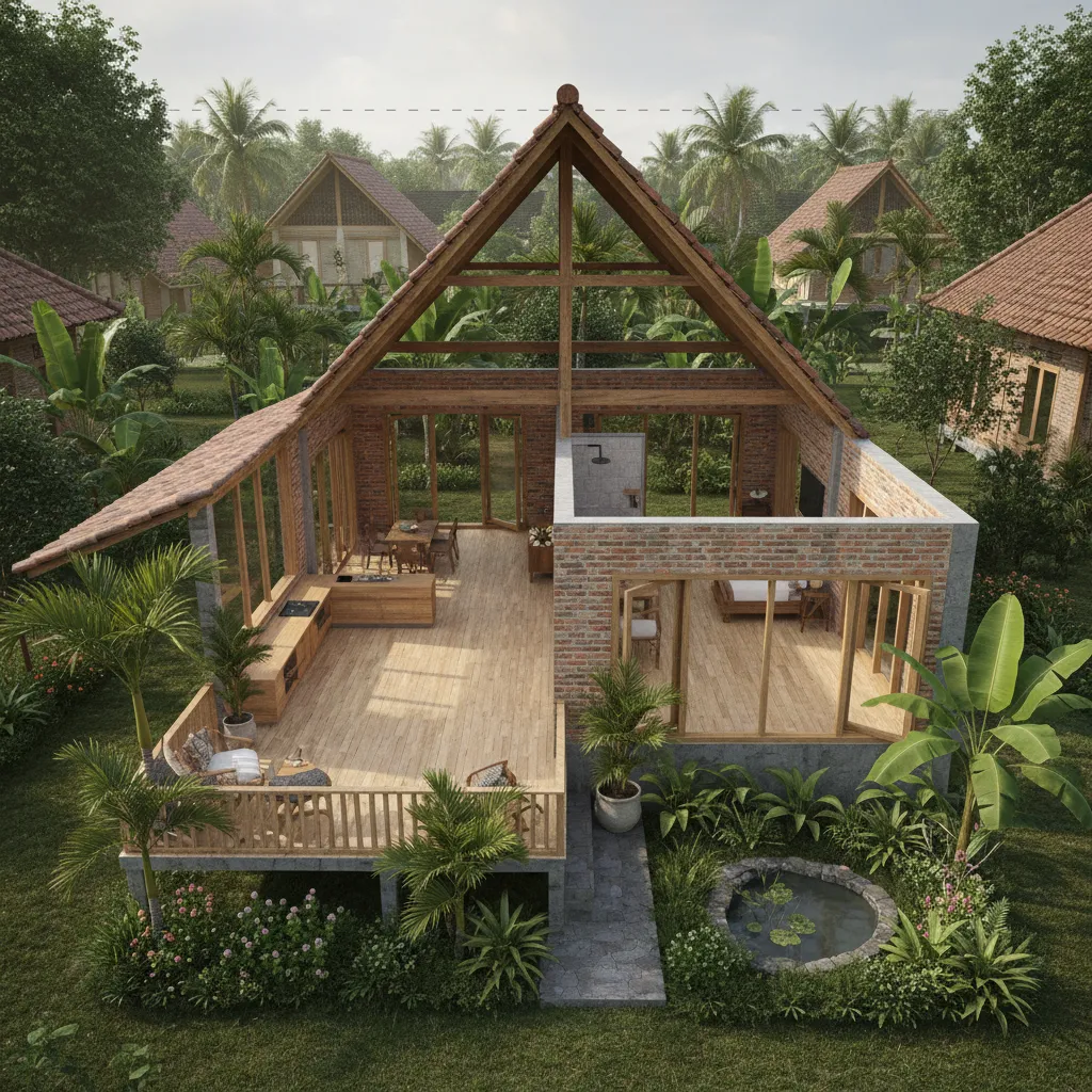 Denah Rumah di Desa yang Nyaman dan Fungsional