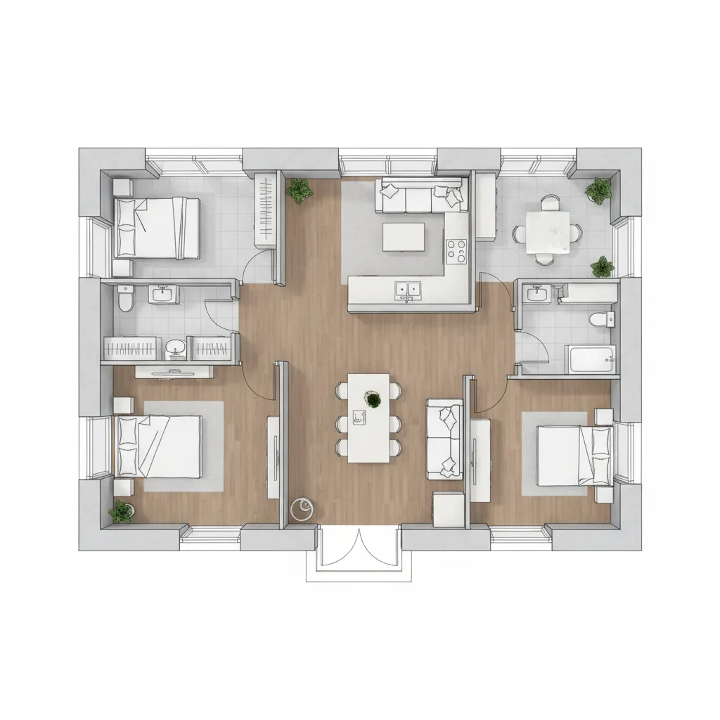 Denah rumah kecil modern dua kamar