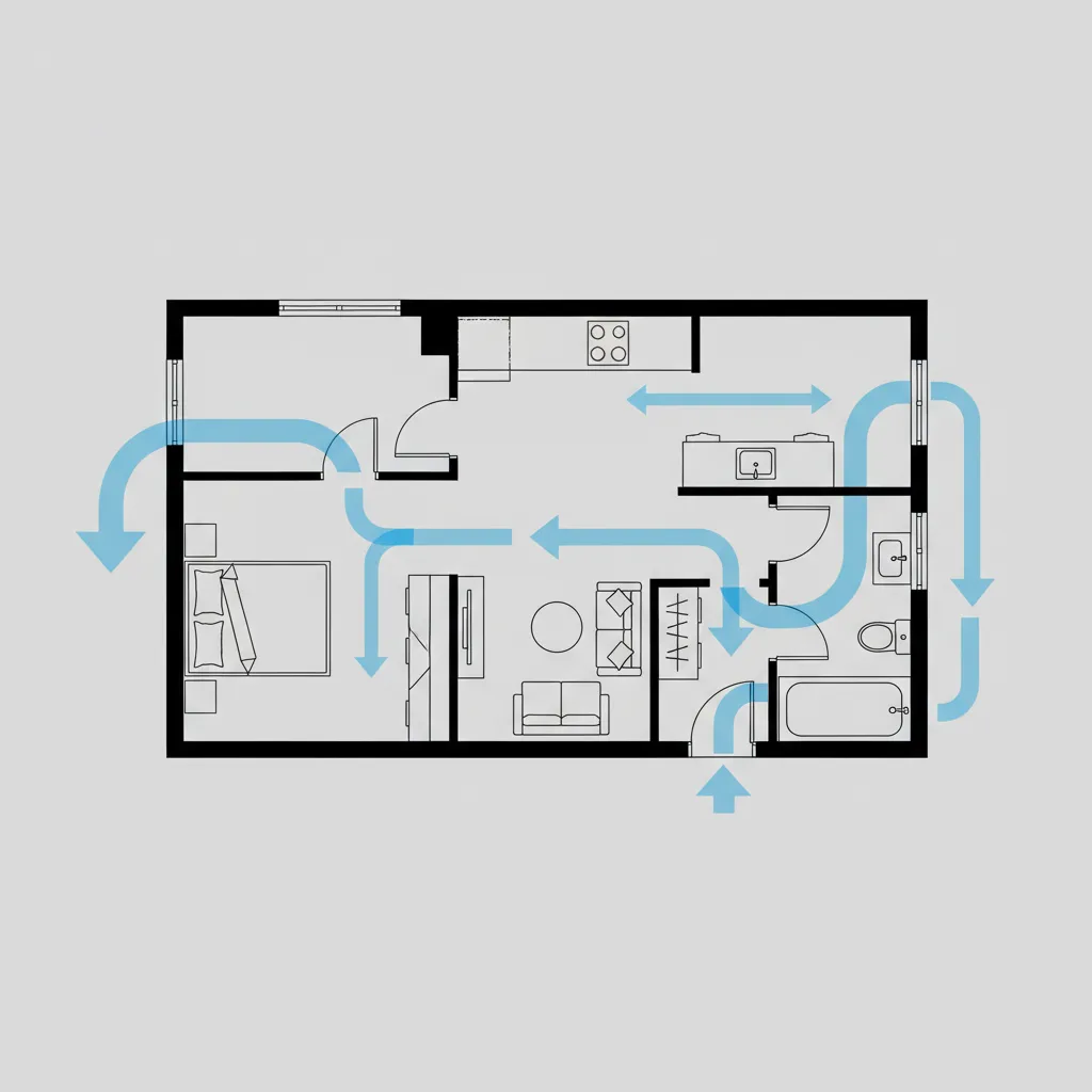 Diagram sirkulasi ruang pada rumah kecil