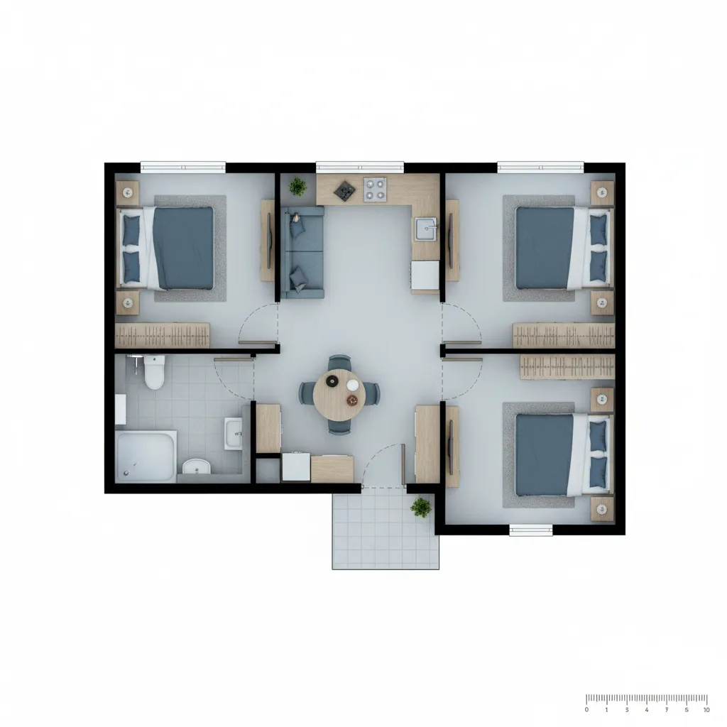 Denah rumah sederhana di lahan kecil