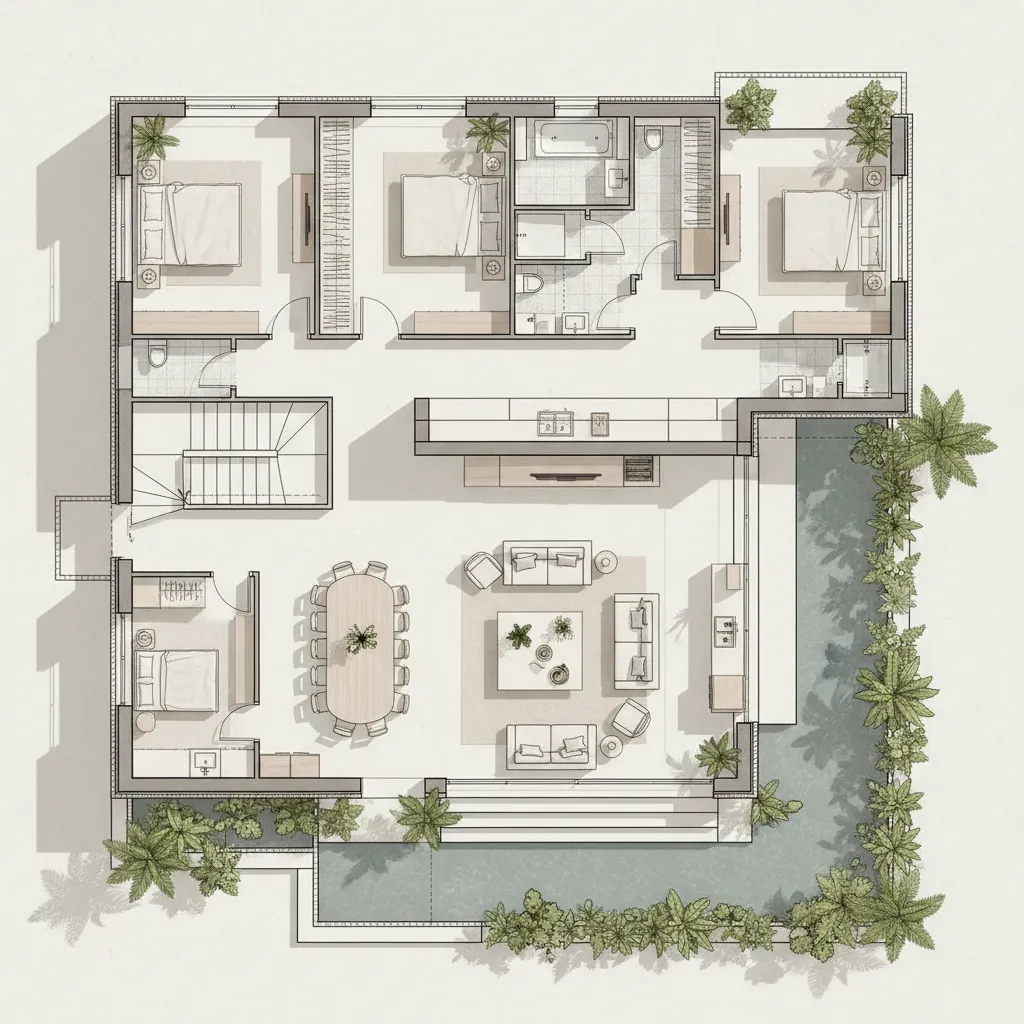 Contoh Denah Rumah Mewah 2 Lantai yang Fungsional