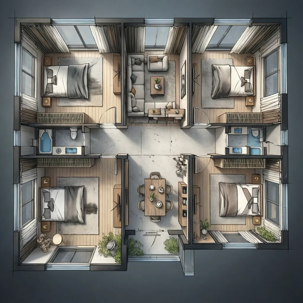 Denah Rumah Minimalis 4 Kamar yang Fungsional