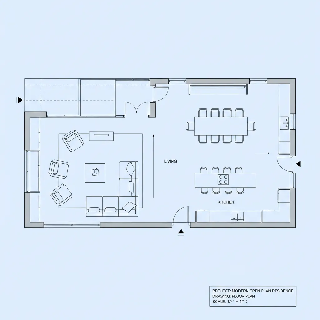 Denah rumah modern hasil desain AutoCAD
