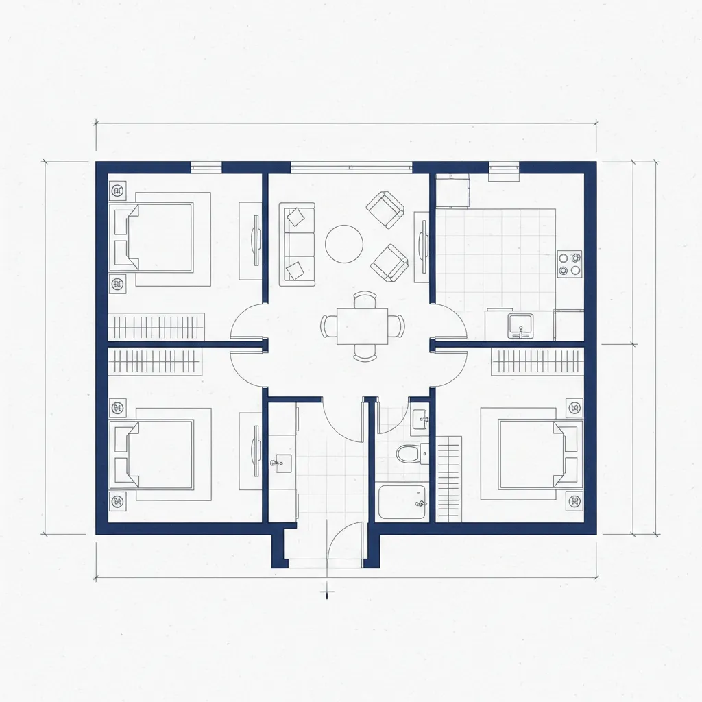 Denah rumah type 45 dengan dua kamar tidur