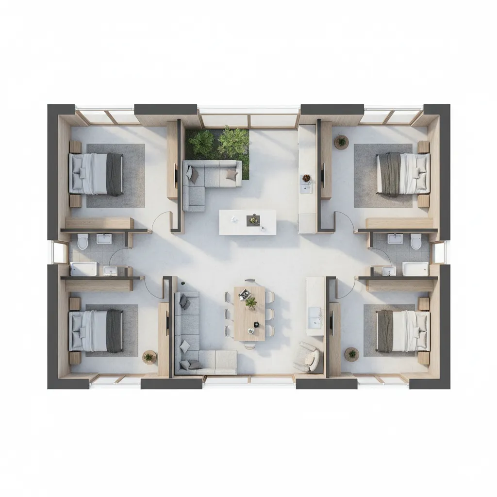 Denah Rumah Type 72 1 Lantai yang Fungsional