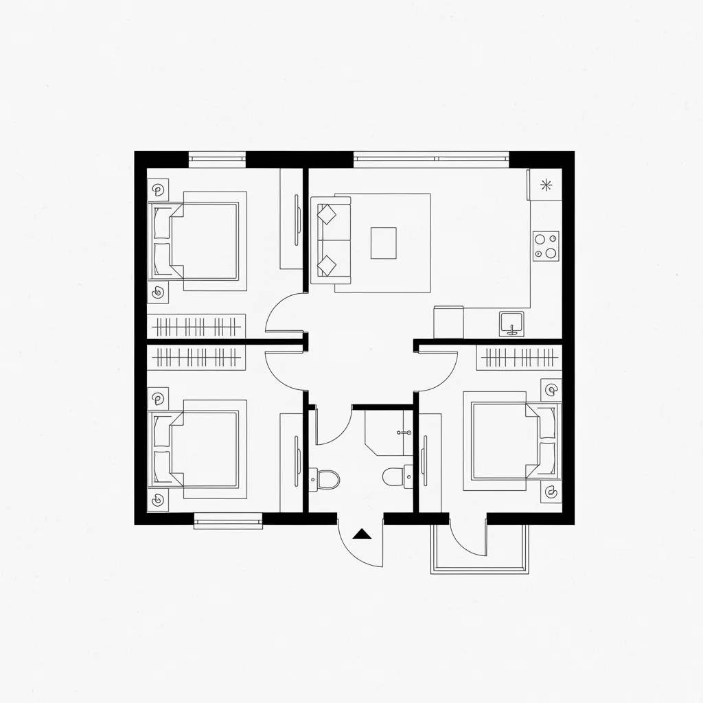 Denah standar rumah type 36 dua kamar