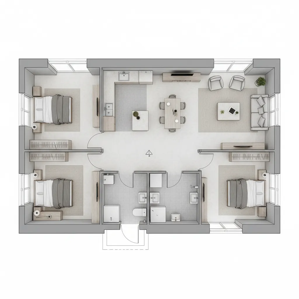 Denah Rumah Type 60 2 Kamar yang Nyaman dan Efisien
