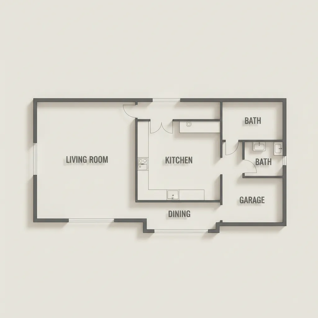 Contoh denah rumah sederhana dari kotak dan garis