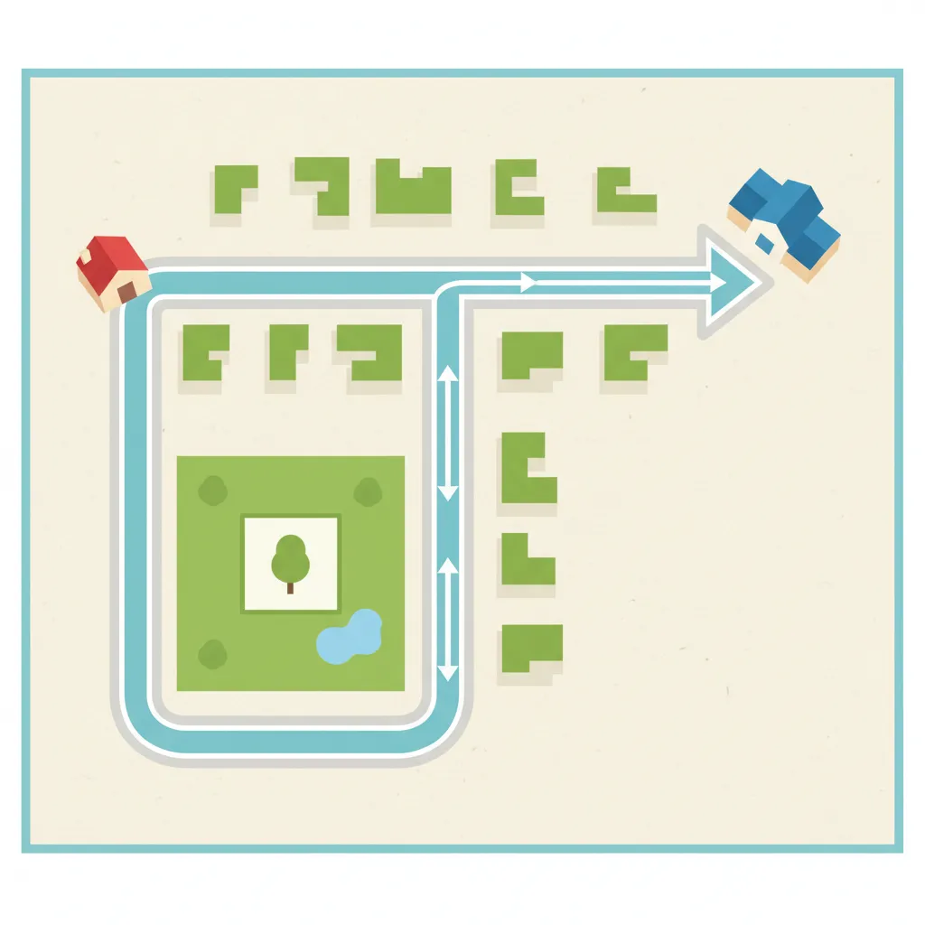 Contoh denah rute sederhana yang jelas dari rumah ke sekolah