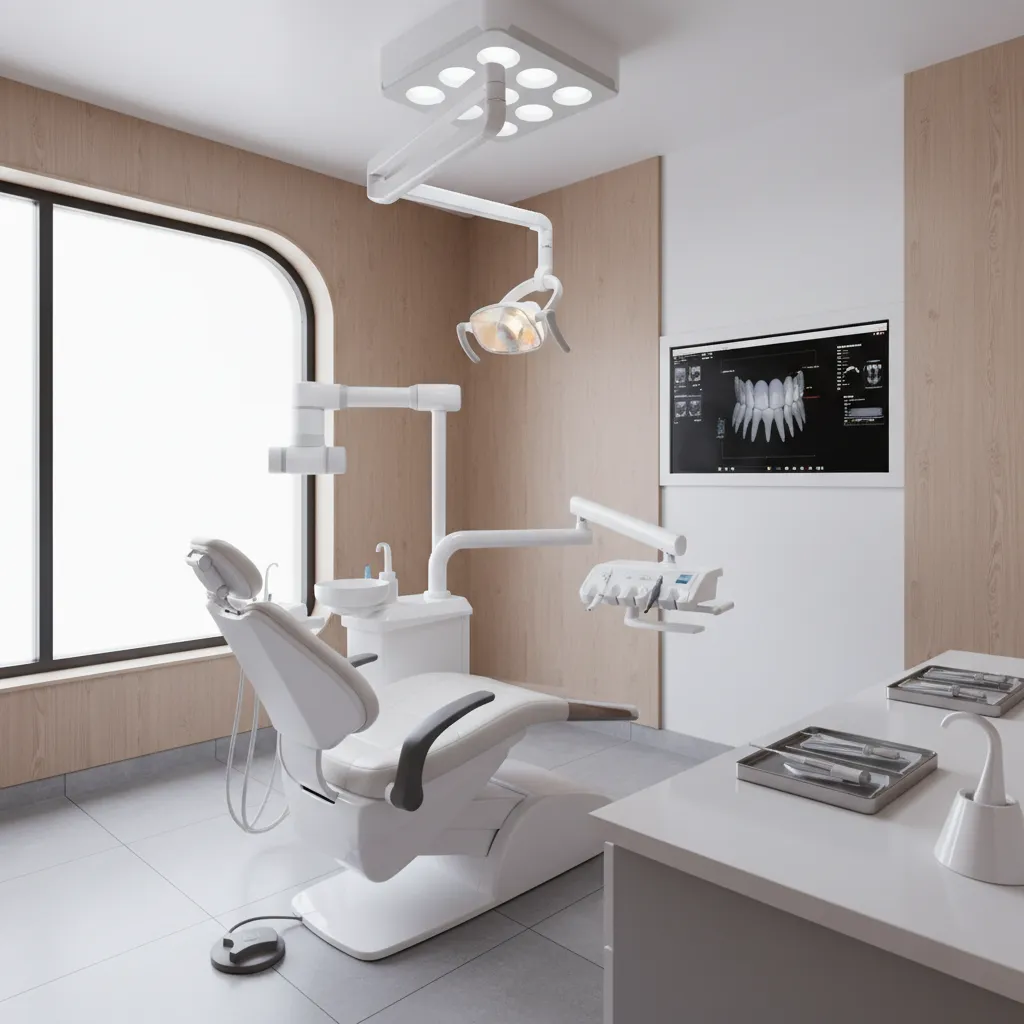 Gabinete odontológico moderno con equipo dental y diseño ergonómico