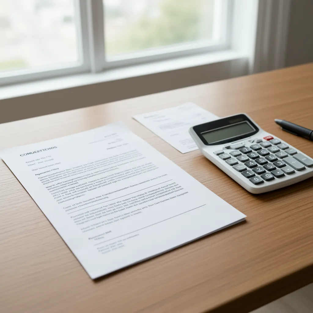 close up of roofing contract paperwork with deposit payment receipt