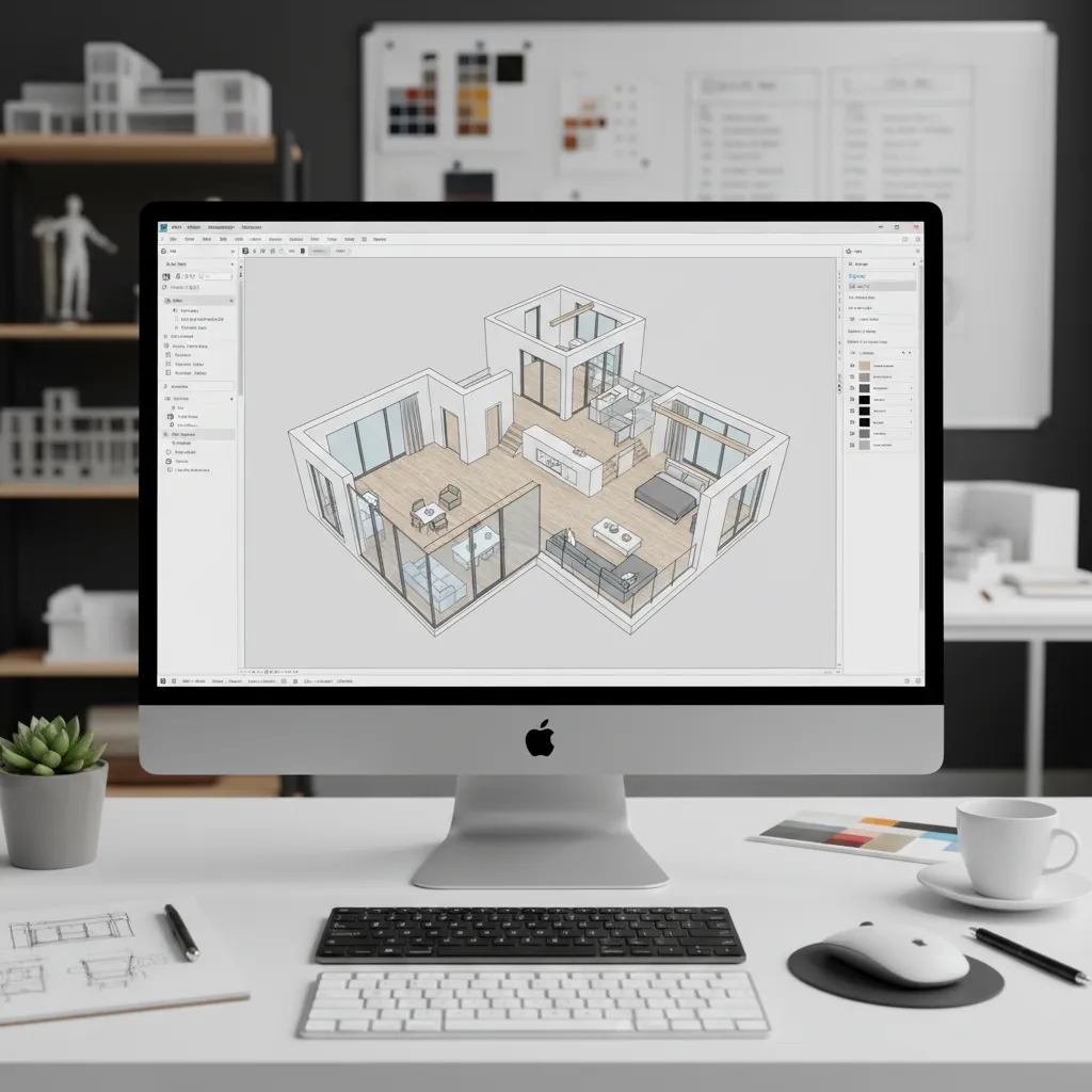 Tampilan software desain denah rumah 3D