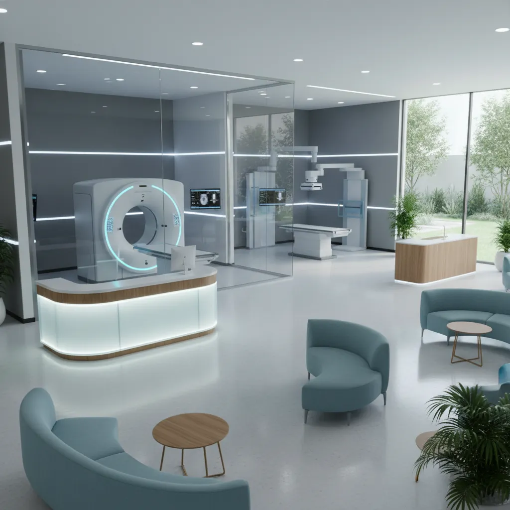 Visualisasi desain 3D departemen radiologi rumah sakit