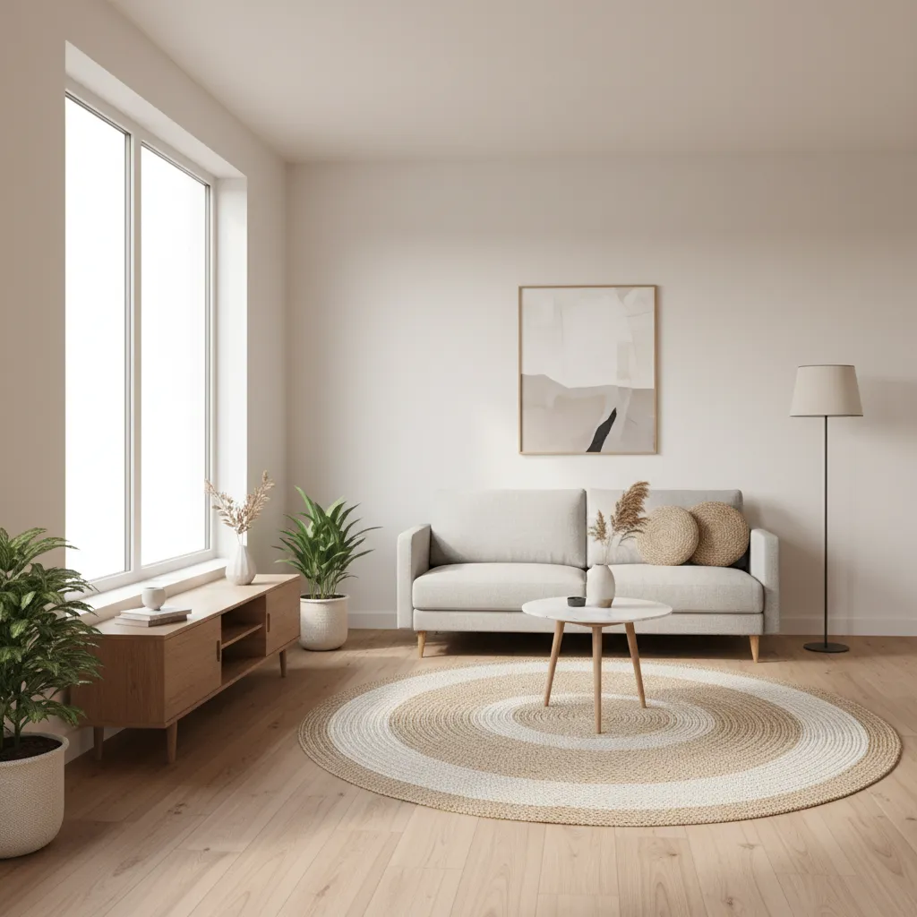 Interior rumah kecil modern dengan ruang keluarga