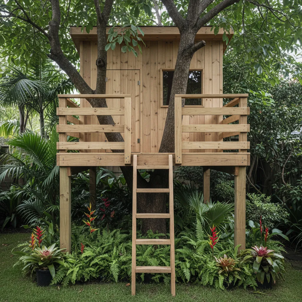 Desain rumah pohon sederhana yang aman dan estetik