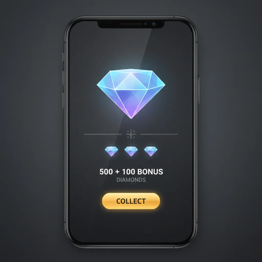 Mobile game reward screen showing diamond bonuses from watching ads