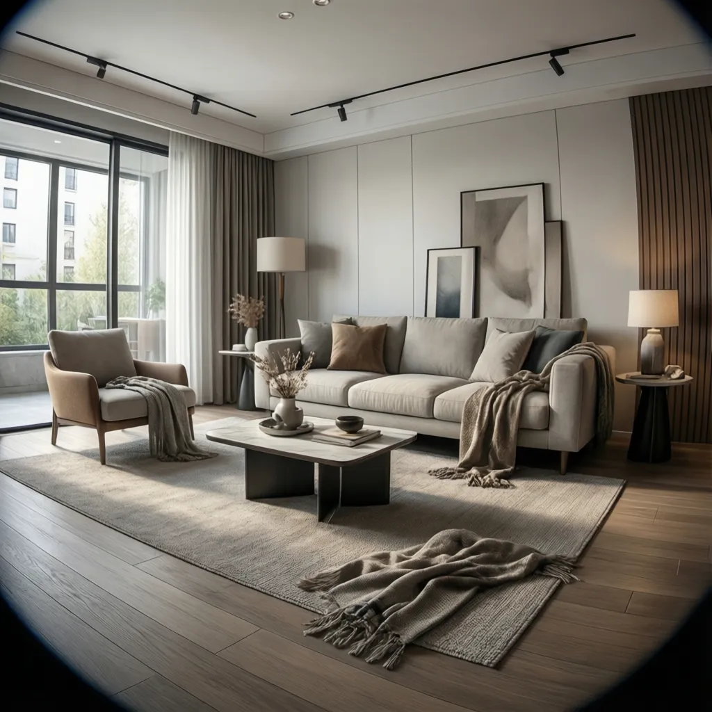 Room layout planning for a design challenge with furniture placement options