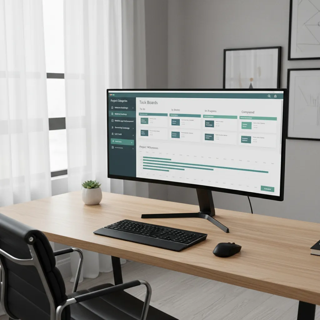 Digital dashboard showing interior design project tasks and timelines