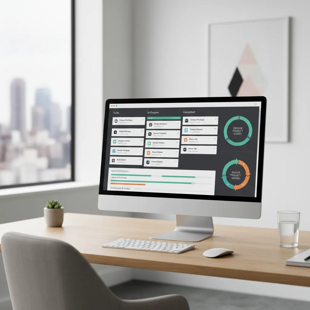 project management dashboard with design workflow tasks timeline and project stages