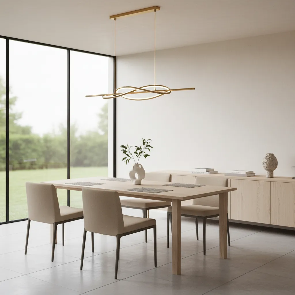 Interior designer planning dining room lighting centered above dining table