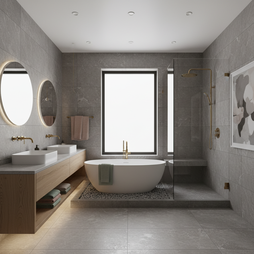 How Designers Build Gray Bathroom Color Palettes